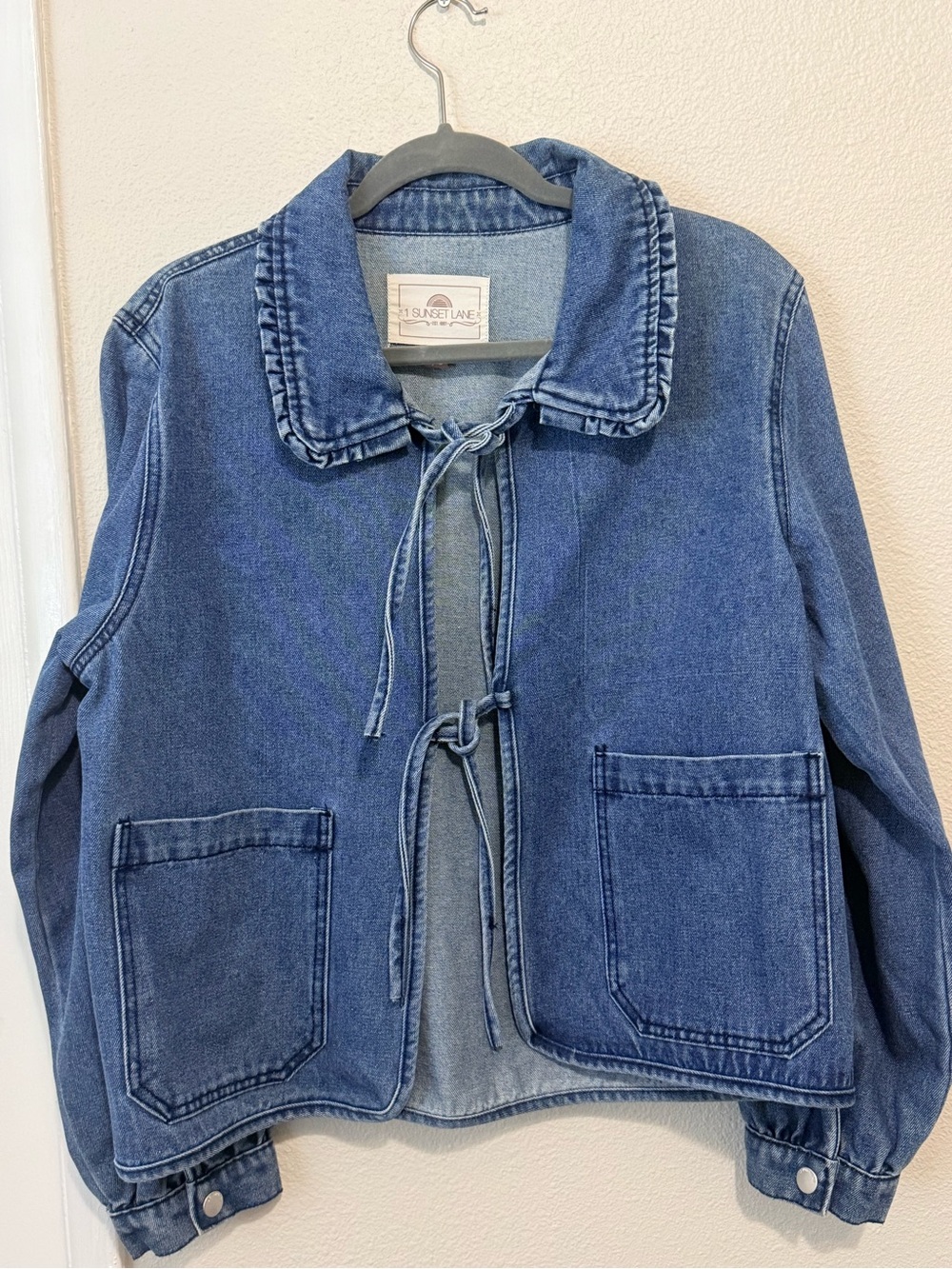 Sunset Lane Blue Denim Tie-Front Jacket